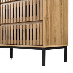 Merax Chest of 6 Drawers, Wooden Sideboard Storage Cabinet with Metal Legs in Natural - thumbnail 9
