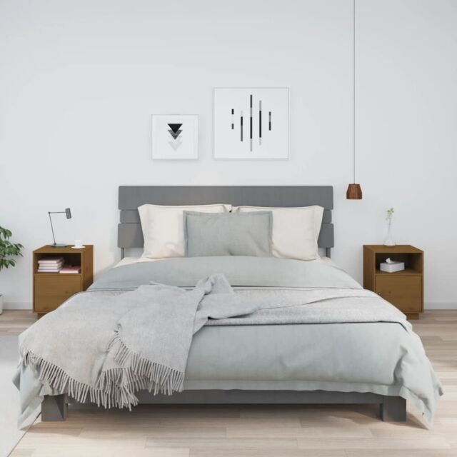 Berkfield Home Bedside Cabinets 2 pcs Honey Brown 40x34x55 cm Solid Wood Pine - Size: 40 x 34 x 55 cm - image 1
