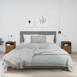 Berkfield Home Bedside Cabinets 2 pcs Honey Brown 40x34x55 cm Solid Wood Pine - Size: 40 x 34 x 55 cm