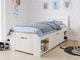 Noomi Hansa Storage Bed in White - Size: Single - thumbnail 1
