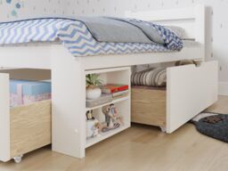 Noomi Hansa Storage Bed in White - Size: Single - thumbnail 4