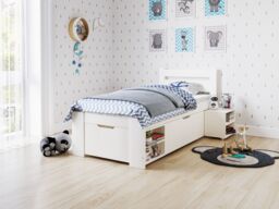 Noomi Hansa Storage Bed in White - Size: Single - thumbnail 5