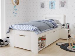 Noomi Hansa Storage Bed in White - Size: Single - thumbnail 2
