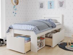 Noomi Hansa Storage Bed in White - Size: Single - thumbnail 3