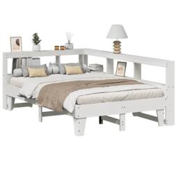 Berkfield Home Bookcase Bed without Mattress White 140x190cm Solid Wood Pine - Size: 140x190 cm - thumbnail 2