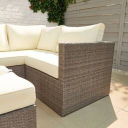 Moderna Rattan Garden Corner Sofa Set 4 Seater Grey - thumbnail 3