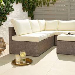 Moderna Rattan Garden Corner Sofa Set 4 Seater Grey - thumbnail 6