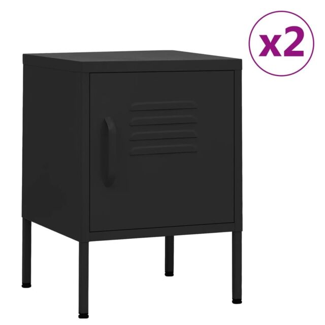 Berkfield Home Nightstands 2 pcs Black 35x35x51 cm Steel - Size: 35 x 35 x 51 cm - image 1