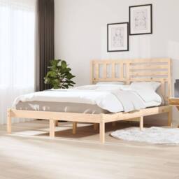 Berkfield Home Beautiful Bed Frame 120x190 cm Small Double Solid Wood Pine in Natural - thumbnail 2
