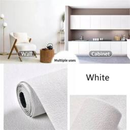 SPETLEK 10m Self Adhesive Thermal Insulation Wallpaper 3D Plain Linen Wall in White - thumbnail 5