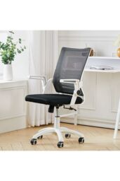 Living and Home Office Desk Swivel Chair Computer Ergonomic Chair in Black - thumbnail 1