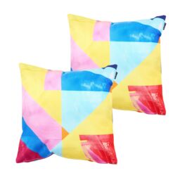 icon Indoor & Outdoor Abstract Leaf Waterproof Cushion 2x Blue Double Sided Print in Black - Size: 43 cm x 43 cm - thumbnail 1