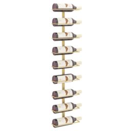 Berkfield Home Wall-mounted Wine Rack for 9 Bottles Gold Iron - thumbnail 3