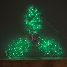 Samuel Alexander Christmas Holly & Berries Dewdrop Silhouette with Twinkling LEDs in Green - thumbnail 5