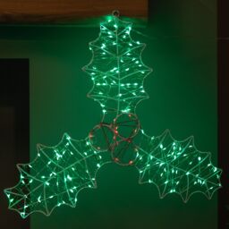 Samuel Alexander Christmas Holly & Berries Dewdrop Silhouette with Twinkling LEDs in Green - thumbnail 2