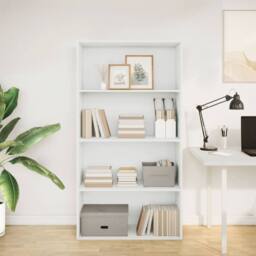 Berkfield Home Bookcase White 80x30x152 cm Engineered Wood - Size: 80 x 30 x 152 cm - thumbnail 3