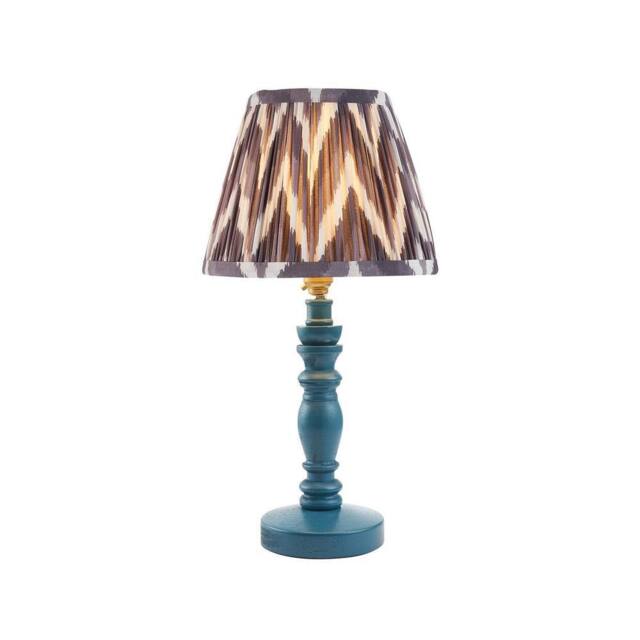 Netlighting Bibury Blue Table Lamp Grey Fabric Zigzag Shade 20cm B22 - image 1