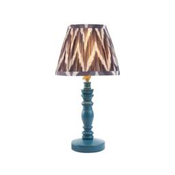 Netlighting Bibury Blue Table Lamp Grey Fabric Zigzag Shade 20cm B22