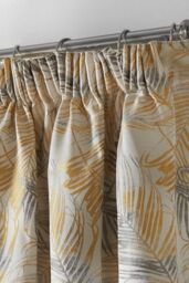 Alan Symonds Fiji Lined Taped Pencil Pleat Curtains in Yellow - Size: 168 cm width x 183 cm drop - thumbnail 2
