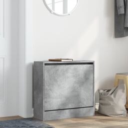 Berkfield Home Shoe Cabinet Concrete Grey 60x21x57 cm Engineered Wood - Size: 60 x 21 x 57 cm - thumbnail 3