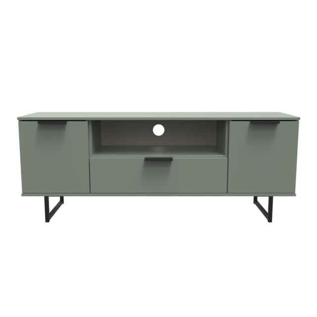 Ready Assembled 2 U Fuji 2 Door 1 Drawer Wide TV Unit (Ready Assembled) in Pale Green - image 1