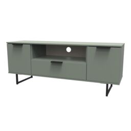 Ready Assembled 2 U Fuji 2 Door 1 Drawer Wide TV Unit (Ready Assembled) in Pale Green - thumbnail 3