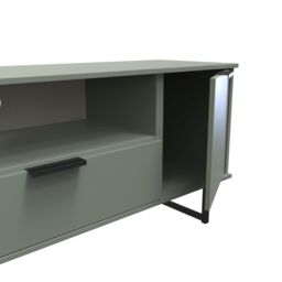 Ready Assembled 2 U Fuji 2 Door 1 Drawer Wide TV Unit (Ready Assembled) in Pale Green - thumbnail 6