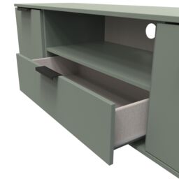 Ready Assembled 2 U Fuji 2 Door 1 Drawer Wide TV Unit (Ready Assembled) in Pale Green - thumbnail 5