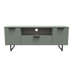 Ready Assembled 2 U Fuji 2 Door 1 Drawer Wide TV Unit (Ready Assembled) in Pale Green - thumbnail 1