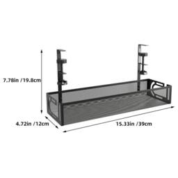 VOGREX No Drill Under Desk Cable Tray Wire Cord Storage Organiser in Black - thumbnail 2