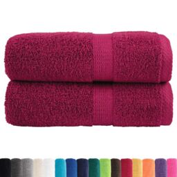 Berkfield Home Premium Guest Towels SOLUND 2pcs Bordeaux 30x50cm 600gsm in Red - thumbnail 2