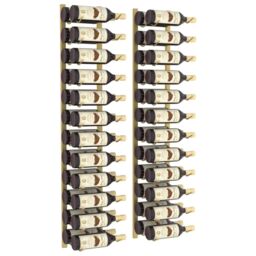 Berkfield Home Wall Mounted Wine Rack for 24 Bottles 2 pcs Gold Iron - thumbnail 3