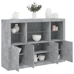 Berkfield Home Sideboards with LED Lights 3 pcs Concrete Grey Engineered Wood