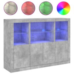 Berkfield Home Sideboards with LED Lights 3 pcs Concrete Grey Engineered Wood - thumbnail 2