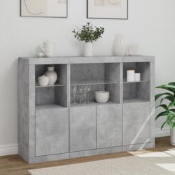 Berkfield Home Sideboards with LED Lights 3 pcs Concrete Grey Engineered Wood - thumbnail 4