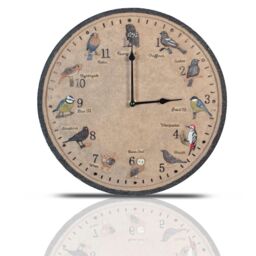 mysmartbuy Wild Birds Design Indoor or Outdoor Clock - Battery Powered Weather Resistant Wall Fence Clock for Home or Garden - 30cm Diameter in Brown