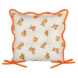 Furn Fruits Oranges Gingham Indoor/Outdoor Seat Pads (2 pack) in Yellow - Size: 40 cm x 40 cm - thumbnail 2