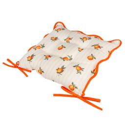 Furn Fruits Oranges Gingham Indoor/Outdoor Seat Pads (2 pack) in Yellow - Size: 40 cm x 40 cm - thumbnail 3