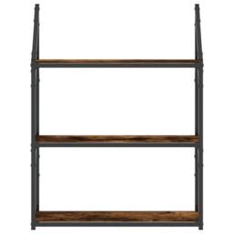 Berkfield Home 3-Tier Wall Shelf Smoked Oak 60x21x78.5 cm Engineered Wood in Brown - thumbnail 4
