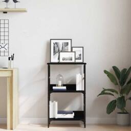 Berkfield Home Modern Bookshelf Black Oak 50x33x82 cm Engineered Wood & Steel - Size: 50 x 33 x 82 cm - thumbnail 4