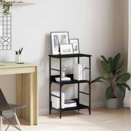 Berkfield Home Modern Bookshelf Black Oak 50x33x82 cm Engineered Wood & Steel - Size: 50 x 33 x 82 cm - thumbnail 2