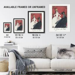 "Artery8 Day & Night Parisian Fashion Advert Barbier Wall Art Print Poster in White - Size: W24"" x H32""" - thumbnail 3