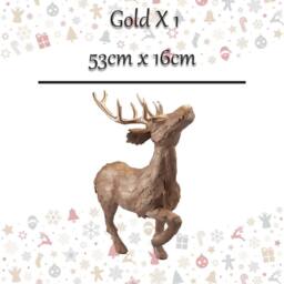 VFM e-Store Christmas Standing Deer Decoration 53cm x 16cm Gold X 1 - Size: 53 cm x 16 cm - thumbnail 2