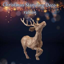 VFM e-Store Christmas Standing Deer Decoration 53cm x 16cm Gold X 1 - Size: 53 cm x 16 cm - thumbnail 3
