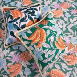 Furn Cypressa Floral Mosaic 100% Cotton Cushion in Teal - Size: 50 cm x 50 cm - thumbnail 6