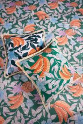 Furn Cypressa Floral Mosaic 100% Cotton Cushion in Teal - Size: 50 cm x 50 cm - thumbnail 5