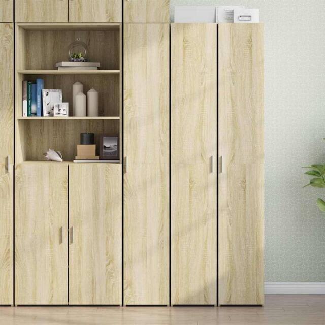 Berkfield Home Highboard Sonoma Oak 30x42.5x185 cm Engineered Wood in Light Oak - image 1