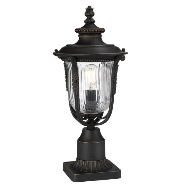 Netlighting Luverne 1 Light Outdoor Pedestal Light Rubbed Bronze IP44 E27 in Brown - image 1
