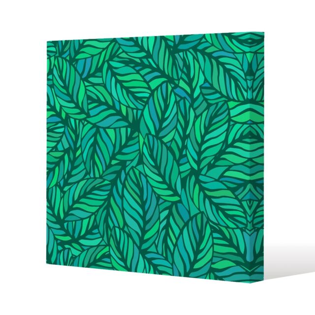 Benjamin Tate Design Green Leaves Pattern (Canvas Print) / 77 x 77 x 4cm in Natural - Size: 77 x 77 x 4 cm - image 1