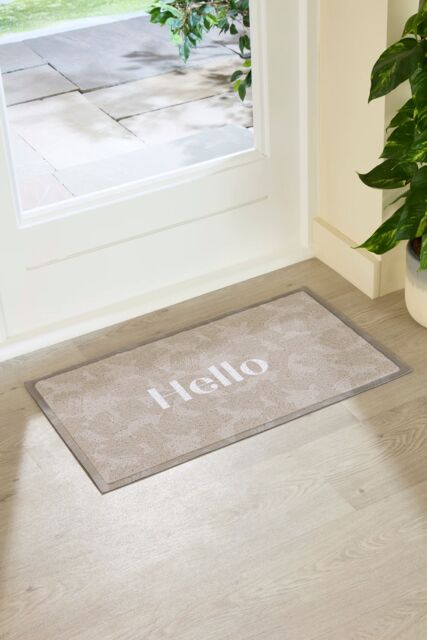 Artsy Mats Mocha Brush Hello Indoor Outdoor Doormat (70 x 40cm) in Beige - Size: 40 cm x 70 cm - image 1